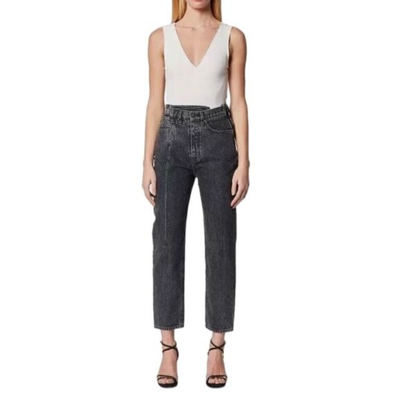 Hudson Elly Folded Criss Cross High Rise Crop Jeans - Picture 1 of 9